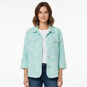 Ruby Rd. Jacket Blue Green Lace Boho Cottage Fairy Casual 24W